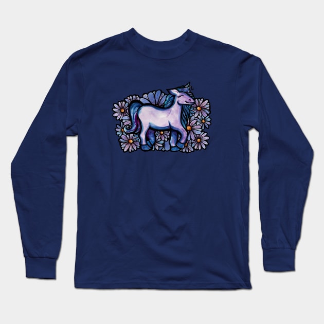 Purple Unicorn Long Sleeve T-Shirt by bubbsnugg